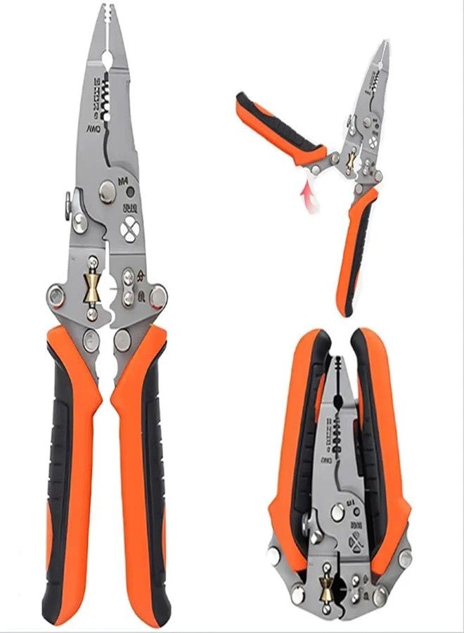 DMDENT Folding Multifunction Electrician Pliers - Wire Stripper, Cutter & Crimper Tool, Compact Heavy-Duty Stainless Steel with Non-Slip Handle - Image 1